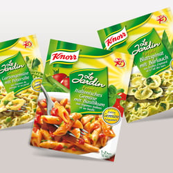 KNORR: Le Jardin, schmackhafte Ferigmenues KONZEPT | DESIGN | NAMING