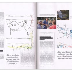 Anwendungsbeispiel meiner Illustrationen in der Magazin­gestaltung. Strichzeichnung.