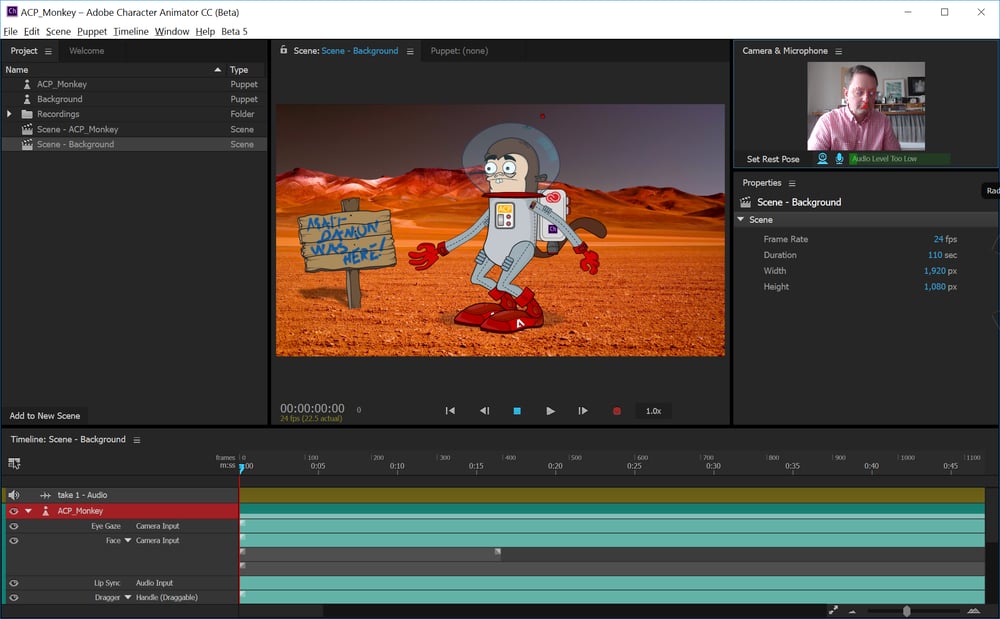 Screan capture from Adobe Character Animator