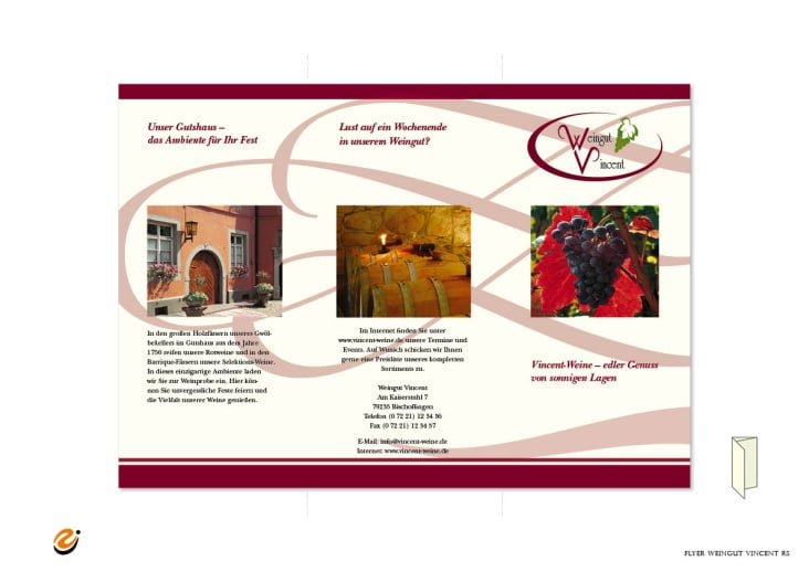 Flyer-Entwurf »Weingut Vincent« Außenseite