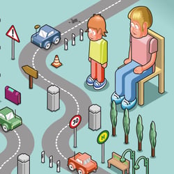 Verkehrserziehung (Vektorgrafik, isometrisch)