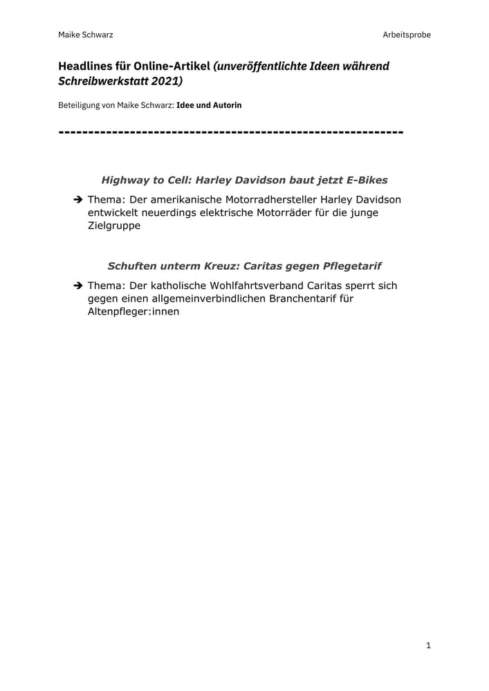 Headlines/Schlagzeilen für Online-Artikel (Ideen)