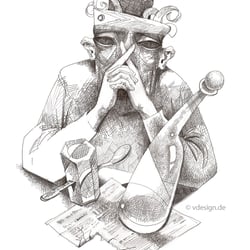Strichzeichnung, Buchillustration, Federzeichnung