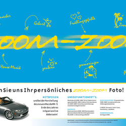 Anzeige und Gewinnspiel zur Etablierung des Mazda Claims „Zoom Zoom“ – TV-MEDIA