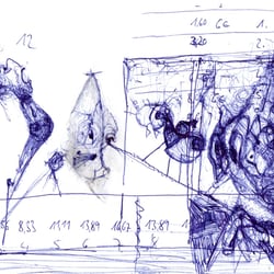 Materialkonform, Zeichnung Kugelschreiber auf Papier