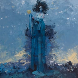 Frau in blau