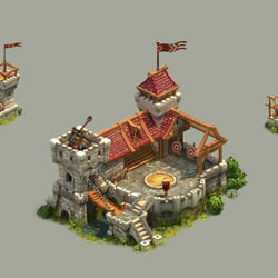 mediaeval iso buildings – modeling & texturing