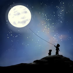 Der Mond fliegt wieder langsam an den Himmel – Kinderbuch „Mein Mond“