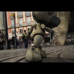 Robo_Tito walking at the Ramblas, Barcelona.