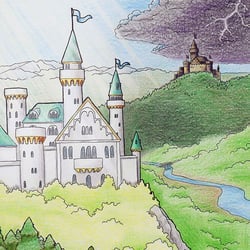 weißes Schloss für ‚Der König und die Böse Königin‘ eine Kinder-Kurzgeschichte von Silke Winter