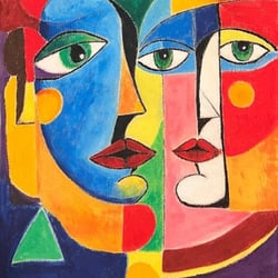 Verflochtene Identitäten (Intertwined Identities) – Acryl auf Leinwand – Mary G.