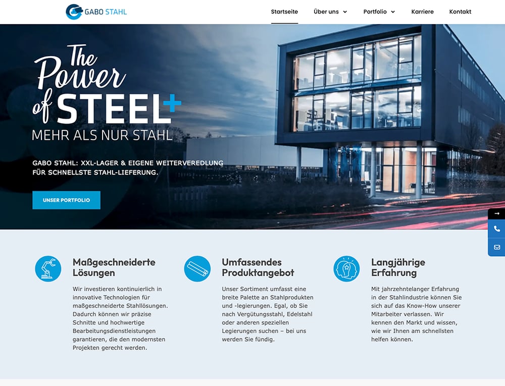 Website GABO Stahl