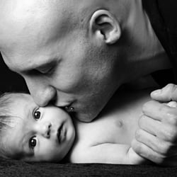 baby bussi, schwarzweissfoto
