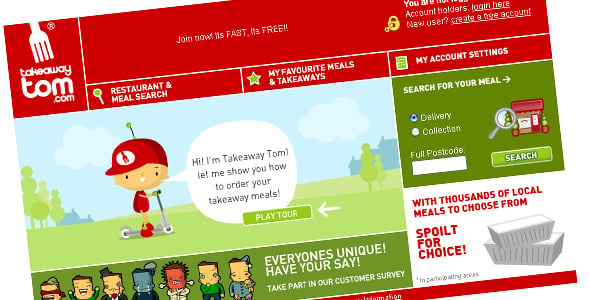 Takeaway Tom: The homepage