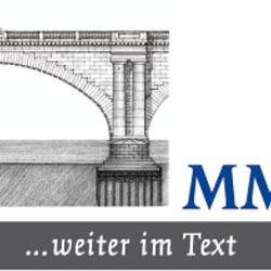 Logo für das PR-Büro MM & PR. Jede Drucksache hat ein anderes Brückenbild.