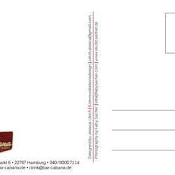 Rückseite Flyer für die Bar Cabana