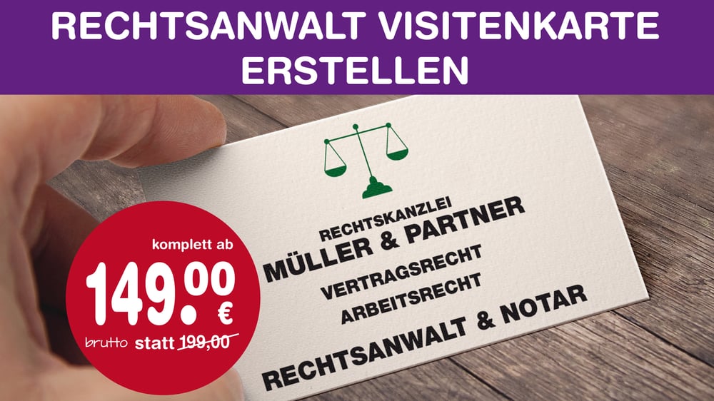 Rechtsanwalt, Rechtskanzlei, Kanzlei Visitenkarten erstellen | Layout gestalten