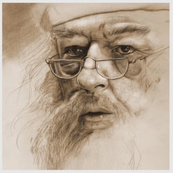 Zeichung auf Papier und mit Photoshop nachbearbeitet.
