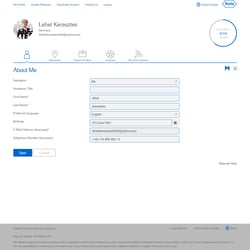 Profile page, about me section in edit mode