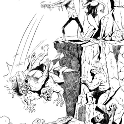 Waldo defends Nadara against the stone age men …