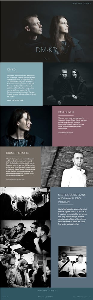 Webdesign für DM-KD  – elektronische Musik Duo
