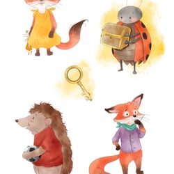 Familie Fuchs und seien Freunde Kinderbuchillustration