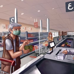 A day in the supermarket during pandemic