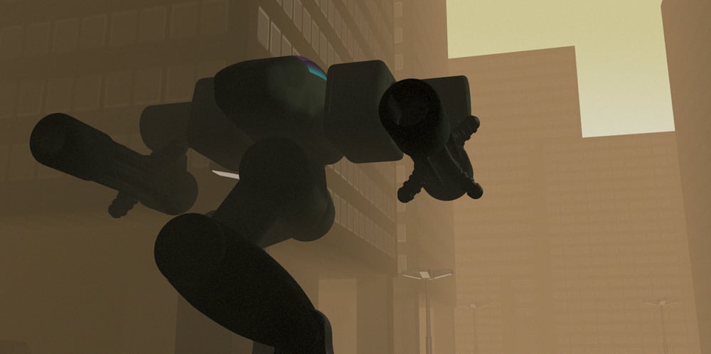 Animierter Mech