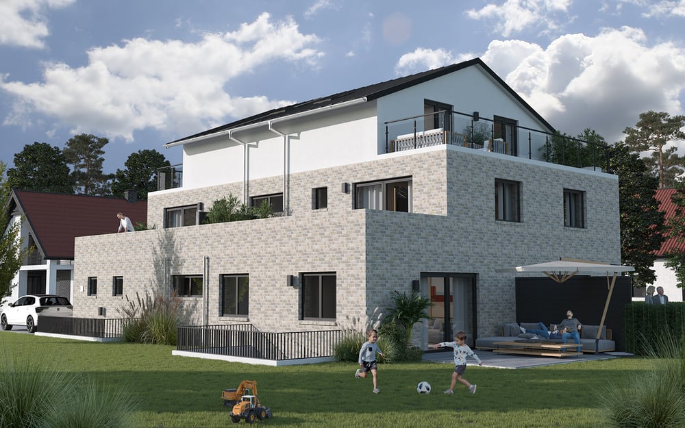 Blick auf das Haus bei Tag