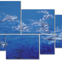 „Duskies Realm, Acryl auf Leinwand, Maße gesamt: 220 × 70 cm