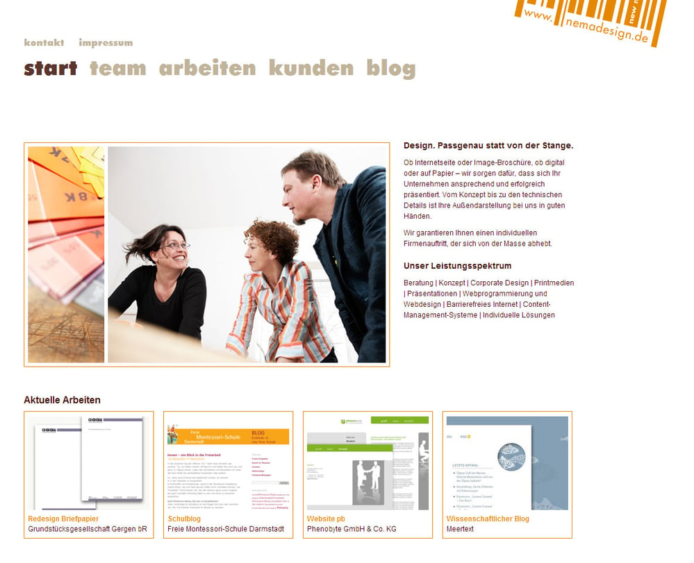 www.nemadesign.de mit Typo3 – dem Enterprise Open Source CMS