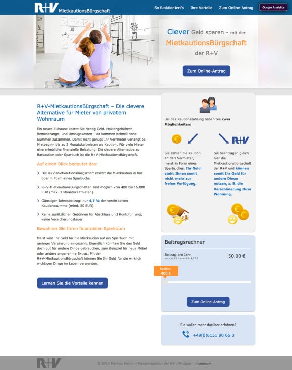 RuV Mietkaution – Landingpage