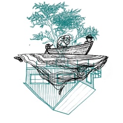 illustrationsreihe zu „gone to water“ // visualisierung der fortschreitenden demenz des hauptcharakters durch schlüsselszenen