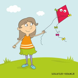 Kinderbuchillustration Mädchen mit Drache