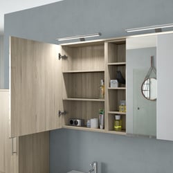 Detail offener Spiegelschrank