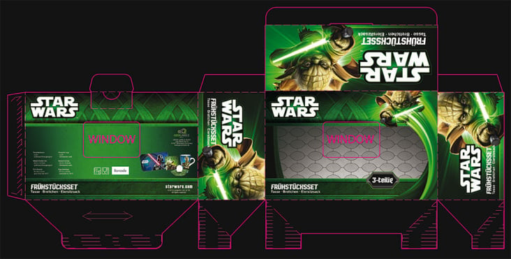 Verpackung für ein Star Wars Frühstücksset