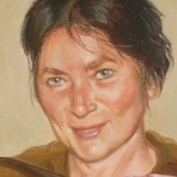 Akkordeonspielerin Öl auf Leinwand, 40×30 cm