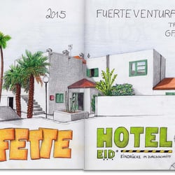 Hotelzeichnung im Urlaub