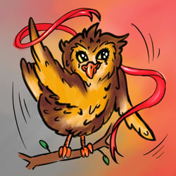 Maskottchen: Eule mit Band (Turnverein)