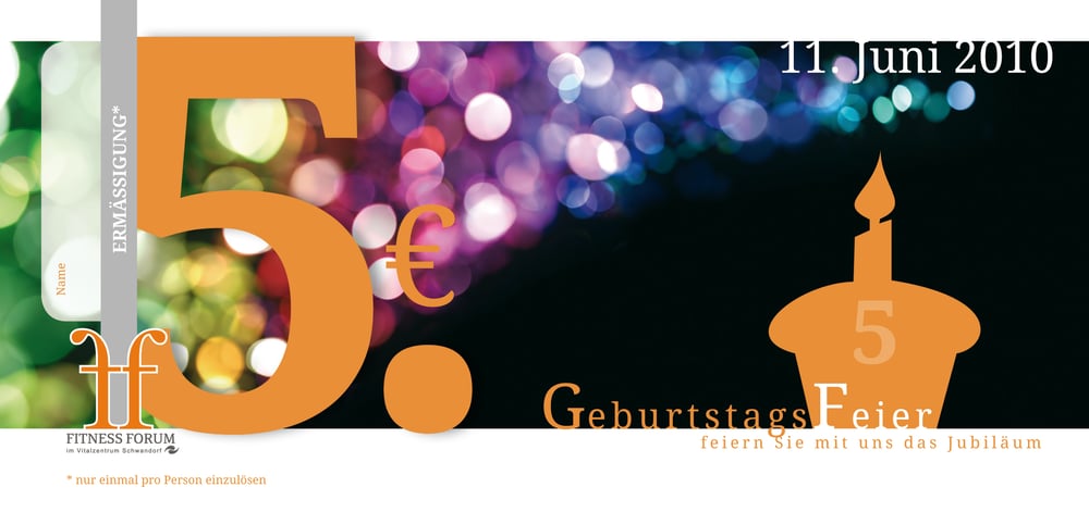 Flyer zum Jubiläum eines Fitnessstudios