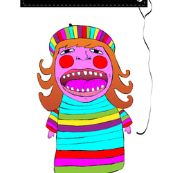 Girl With Stripes, hand and digital illustration 2009
