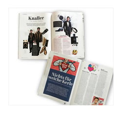 Editorial-Design, Gestaltung von Doppelseiten des Magazin HOCHZEIT, Sonderbeilage Mann