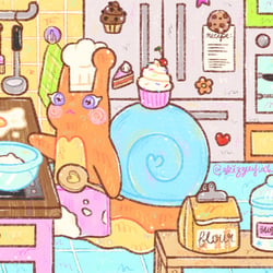 Postkarten-Illustration – Snuggle die Schnecke