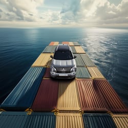 Der Mitsubishi Outlander auf der Reise von Japan nach Deutschland