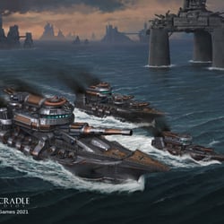 Imperium Fleet (Dystopian Wars Box Top Art)