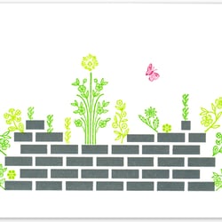 Postkarte »Mauerblümchen«: Illustrative Arbeit mit Blumenmotiven und Messinglinien