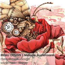 private, analoge Illustration „Mechanical Butterfly“ z.B. als Buchilllustration