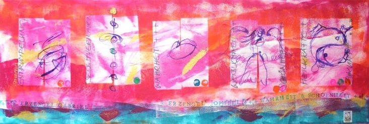 Seelenbild »Erzengel Gabriel & Erzengel Jophiel: Schönheit, Weiblichkeit. Entrümpelung. Wahrheit« (120 × 40 cm)