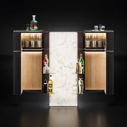 Produkt Rendering Art Deco Barschrank