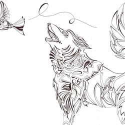 Wolf und Vogel